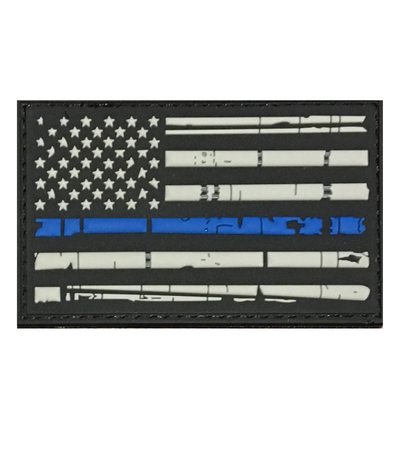 Distressed US Flag Thin Blue Line PVC Patch